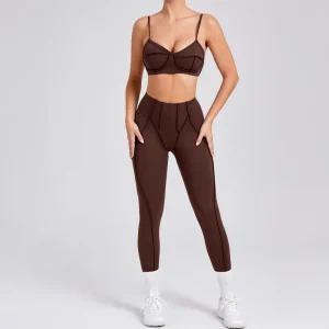 Women’s Stylish Compression Soft Quick Dry Fitness Legging Bra Set Outdoor Workout Jacket in Plus Size Small Package Included
