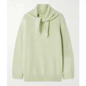 Women’s Stylish Design Cashmere Silk Blend Knit Sweater Scarf Set Jumper Crew Neck Comfort Supersoft