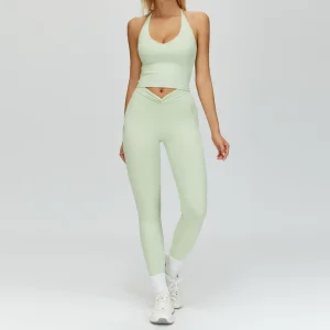 Women’s Stylish Eco Friendly Seamless Yoga Shorts Set Elastic Waist Tight Fitting Activewear for Outdoor Running Fitness & Yoga