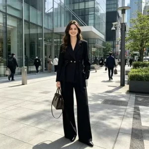 Women’s Suit with Belt and Fitted Waist Commuter Set