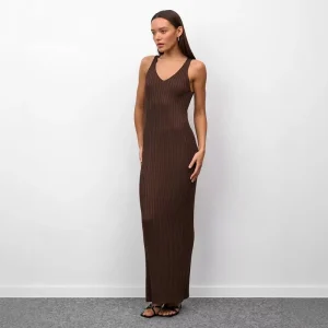 Women’s Summer A-Line Viscose Floor-Length Sleeveless Knitted Wide Shoulder Strap Slim Fit Casual Dress