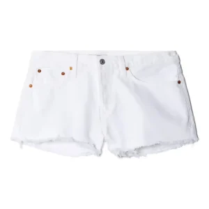 Women’s Summer Casual Frayed Jeans Shorts High Waisted Button Decoration Multi-Color Breathable Denim Logo Waist Washed Technics
