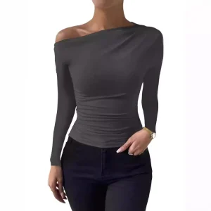 Women’s Summer Casual One-Shoulder Short Sleeve Breathable T-Shirt