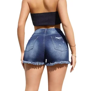 Women’s Summer Denim Shorts European American Cross Border Export Tassel Ripped Hot Pants