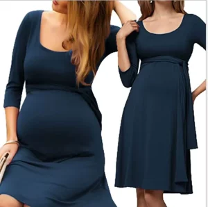 Women’s Summer Maternity Dress Casual T Shirt Loose Swing Pregnancy Dress With Knee Length