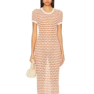 Women’s Summer Maxi Dress Slimming Hip-Hugging Striped Knitted Skirt with Simple Straight Silhouette Casual Style Natural Waist
