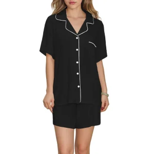 Women’s Summer Pajamas Bamboo Viscose Loungewear Soft Sleepwear Ladies Lounge Wear Set Short Sleeve Pjs