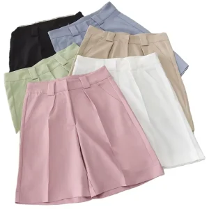 Women’s Summer Shorts With High Waist Female Loose White Classic Knee-Length Wide Women’s Skirt Shorts