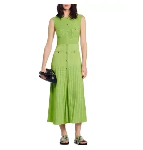 Women’s Summer Straight Knitted Dress Casual Party Style Neck Sleeveless Slim Fit Empire Anti Static Spandex Button