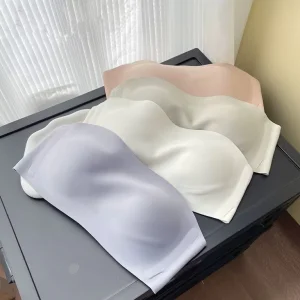 Women’s Summer Thin Breast Collection Side Milk Jelly Strip Bra Strapless and Non-Slip Anti-Wear Invisible Strapless Underwear