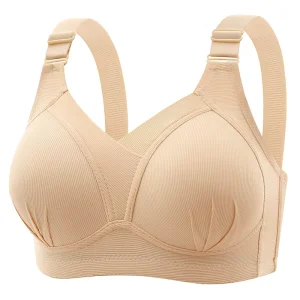 Women’s Summer Wireless Bra New Style Plus Size Thin Beauty Back Anti Exposure Side Gather Side Breast Push Up Solid Wire Free