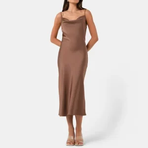 Women’s Suspender Long Straight Simple Casual Style Long Knee length Dress