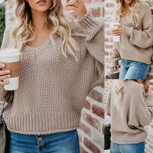 Women’s Sweater Knitted Top Long Sleeve in Stock European and American
