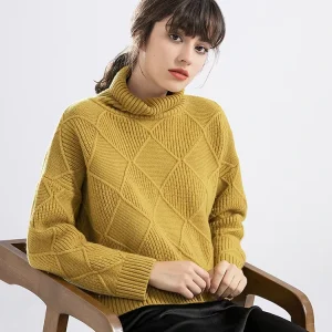 Women’s Sweater Tops Pullover Knitted High Turtle Sweater Jumper for Women Winter