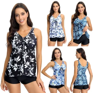 Women’s Swimsuit With Skirt Beach Wear Swimwear Tankini Tummy Control Swimdress Tankini Ladies Bathing Suits for Women
