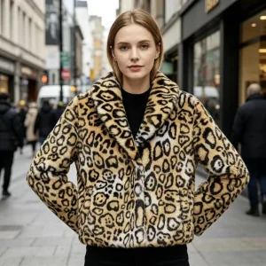 Women’s Synthetic Leather Mink Coat Square Collar 100% Polyester Filling European American Style Warm Shearing Processed Woven