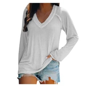 Women’s T-Shirt Autumn and Winter New Basic Long-Sleeved Top for Femme V-Neck Loose Winter T-Shirts