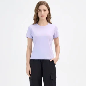 Women’s T-Shirts Solid Color Anti-wrinkle Quick Dry Crew Neck Spandex Polyester Ice Cool Breathable UPF Sun Protection In-Stock