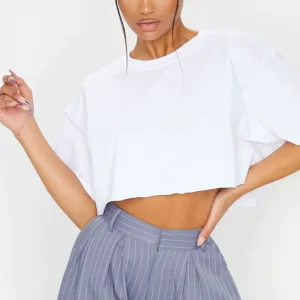 Women’s T-shirts Custom High Quality 100% Cotton White Plain Crop Top