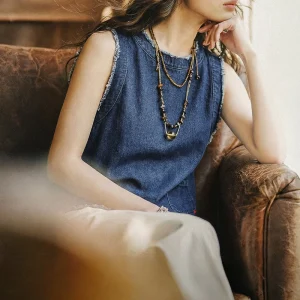 Women’s Tank Tops Denim Vest Pour Femmes T-Shirts Clothing Loose Fit Sleeveless Layering Jacket Summer Trend Product