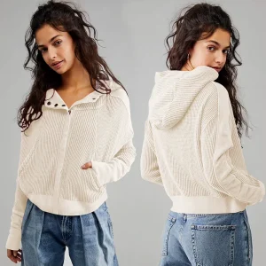 Women’s Trendy Hoodie Sweatshirt Long Sleeve Casual Zipper Top Autumn and Winter Yoga Style