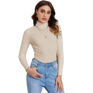 Women’s Turtleneck Sweater Cable Knitwear Casual Knitted Jumper Winter Sweater
