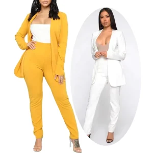 Womens Two Piece Suit Sets Formal Office Attire Cooperate Blazer Pencil Pants Work Wear Business Suit