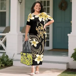 Women’s Two Pieces Outfits Polynesian Dress Plus Size Puletasi Samoa Dresses
