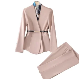 Women’s Two Pieces Professional Luxury Fashionable Elegant Tuxedo Business Office Suit Trousers Suit
