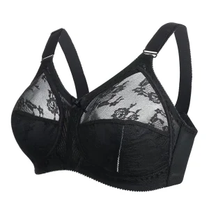 Women’s Ultra-Thin Lace Bra Summer Collection Plus Size Full Cup Knitted Everyday Breathable Comfortable for Big Chest Women