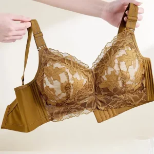 Women’s Ultra Thin Sexy Lace Bra Four Row Adjusted Breathable Wireless Bralette Seamless Wire Free Push up Bra
