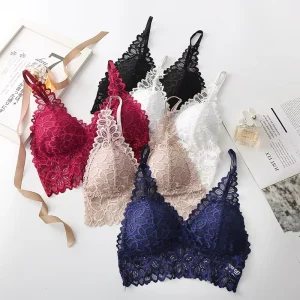 Women’s Underwear Breathable Transparent Lace Bra Triangle Cup Bralette Wireless Bra