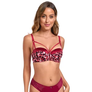 Women’s Underwear Comfortable Fashion Bra Crossing Half Cup Underwire Soutien Gorge Leopard for Women
