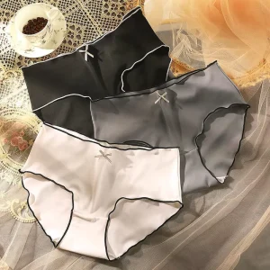Women’s Underwear Mid Waist Ice Silk Breathable Seamless Lightweight and Comfortable Women’s Bow Underwear
