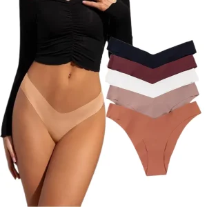 Women’s Underwear Seamless Breathable V Shape Waist Low Rise Hipster Sexy Thong Panties for Women