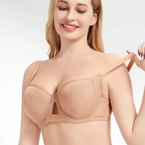 Women’s Underwire Bras for Large Busts Solid Anti-Sagging Adjusted-Straps Thin Breathable Everyday Style Knitted Cup to H