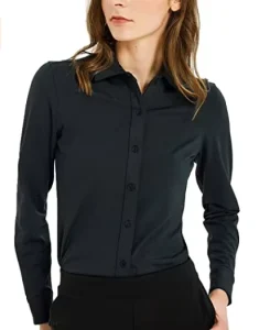 Women’s Uniform 100% Cotton White & Black Dress Shirt
