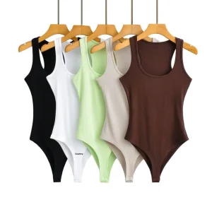 Women’s V-Neck Sleeveless Backless One-Piece Top with Plunging Neckline