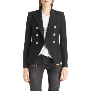 Women’s V neck Breasted Blazer with Button Closure