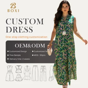 Women’s Vintage Boho Casual Summer Tassel Sleeveless Midi Floral Print Beach Dress for Vacation