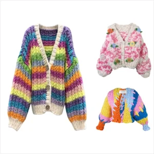 Women’s Vintage Floral Cardigan Casual Loose Knitted Outerwear With V Neck Spring Collection
