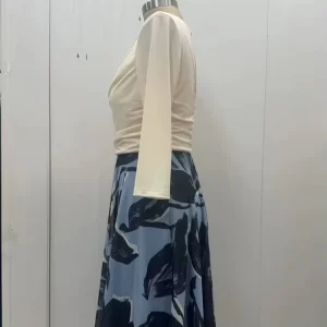 Women’s Vintage High-Waisted Skirt Summer Fashionable Sweet Versatile Natural Waistline Woven Fabric Yarn Dyed Techniques