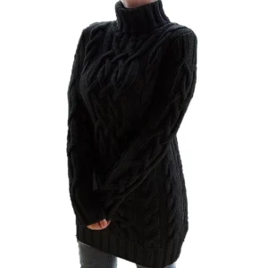 Women’s Vintage Knitted Pullover for Autumn Winter Turtleneck Collar Polyester Cotton Anti-Pilling Breathable