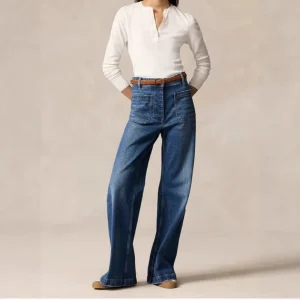 Women’s Vintage Straight leg Loose Fit Mid rise Distressed Spring Denim Trousers Full Length Polyester Cotton High temperature