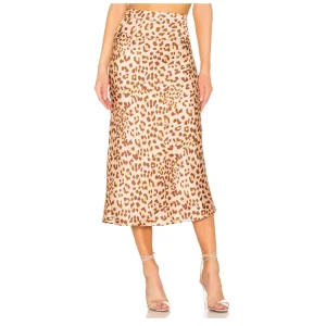 Women’s Vintage Style Long Satin Skirt Leopard Print Elegant Empire Waistline Breathable