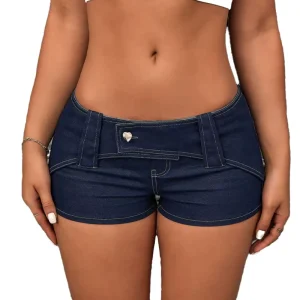 Women’s Vintage Summer Shorts Y2K Street Style Low Waist Breathable Digital Printed Spandex Polyester Skinny Casual Solid