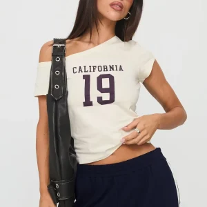 Women’s White Graphic Hipster Crop Tops O Neck Slim Fit Short Sleeve Asymmetrical Neck Breathable Summer Cutout Design