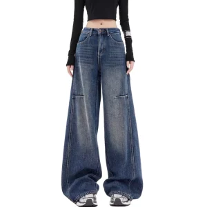 Women’s Wide Leg Denim Pants Breathable Summer Woven Fabric Loose Fit Casual Eco-Friendly Washable