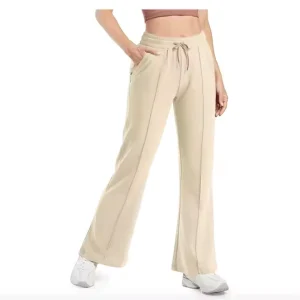 Women’s Wide Leg Sports Pants Loose Casual High Waist Cotton Straight Leg Pants