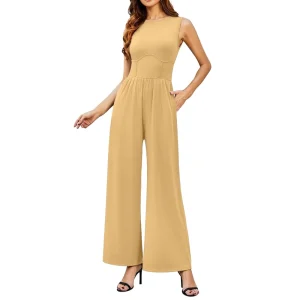 Women’s Wide leg Jumpsuit Elegant Simple Comfortable Trendy Sleeveless Jumpsuit
